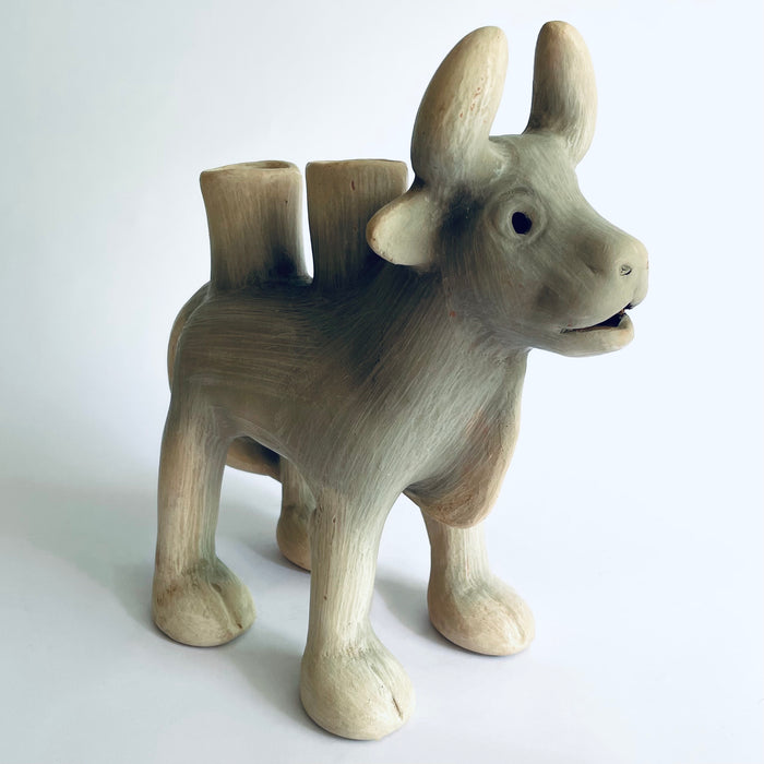 White Clay Candleholder - Bull
