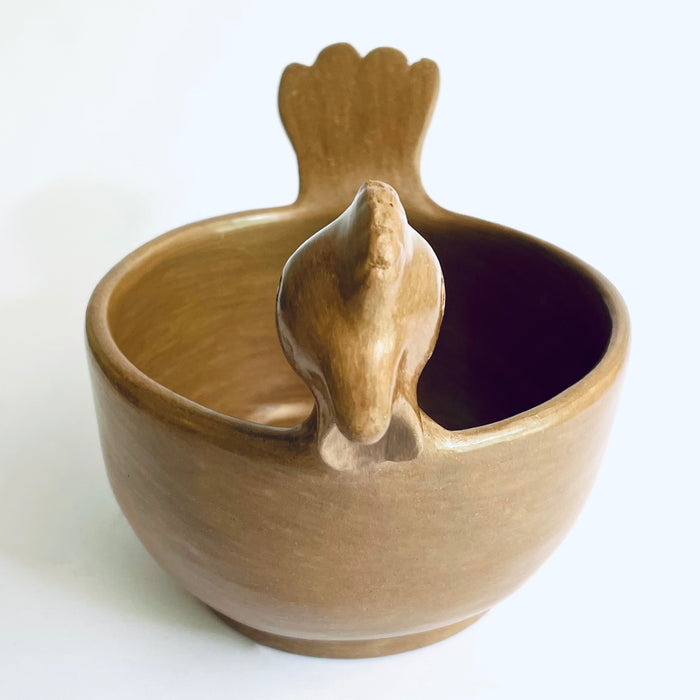 Burnished Clay Hen Salsa Bowl - Tan