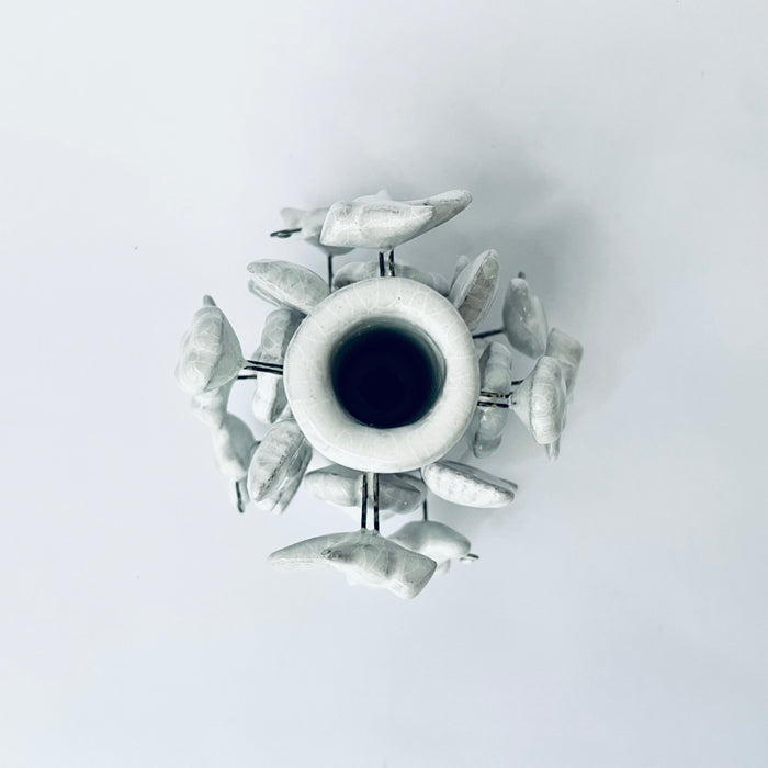 White Glazed Clay Candleholder Set - Shirt