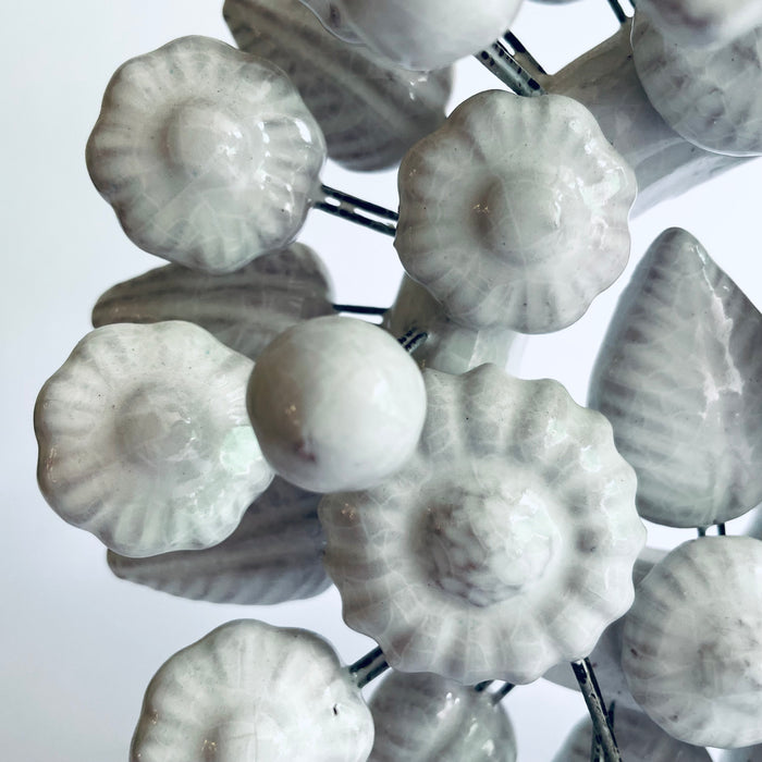 White Glazed Clay Tree of Life Candleholder