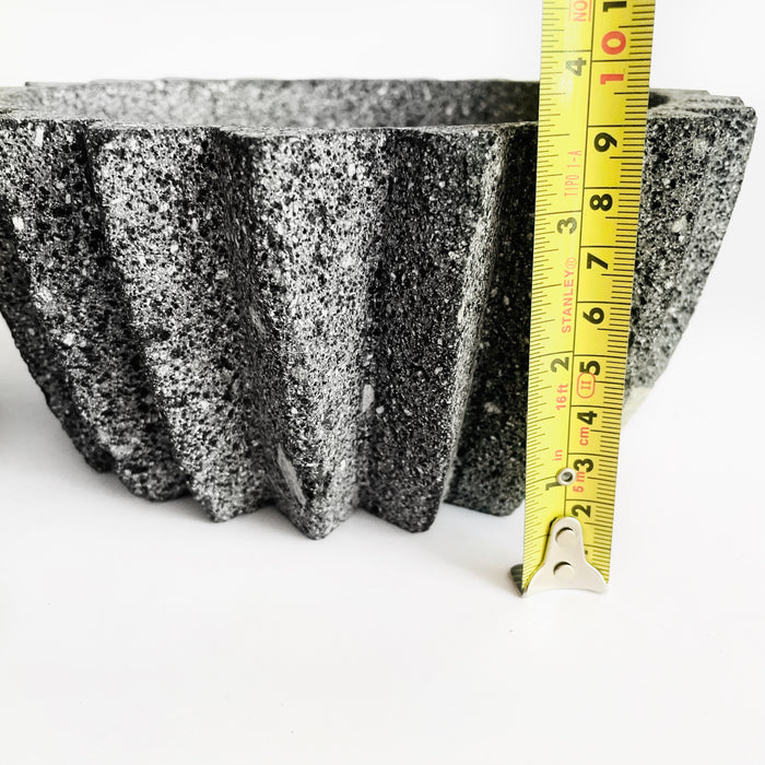 Volcanic Rock Mortar & Pestle - Molcajete - Barrel (Biznaga) Cactus - 8"