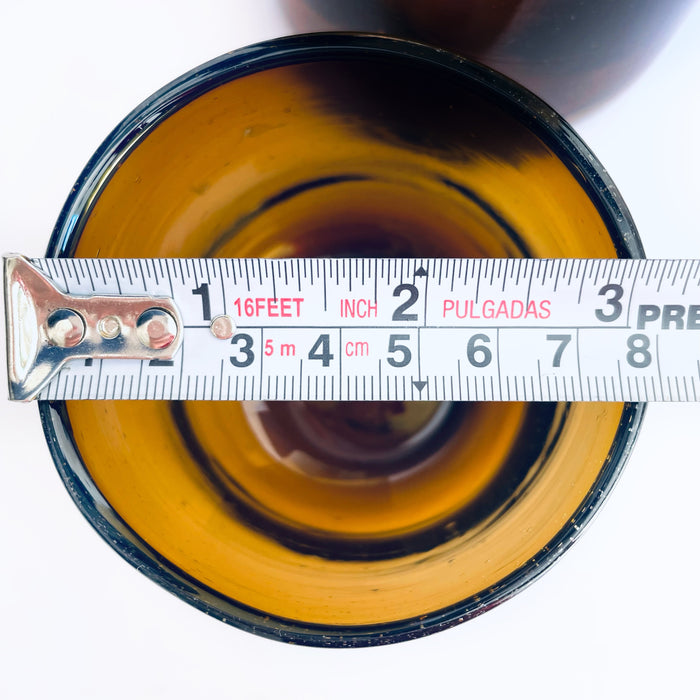 Blown Glass Water Carafe & Glass - Large - Cylindrical - Amber