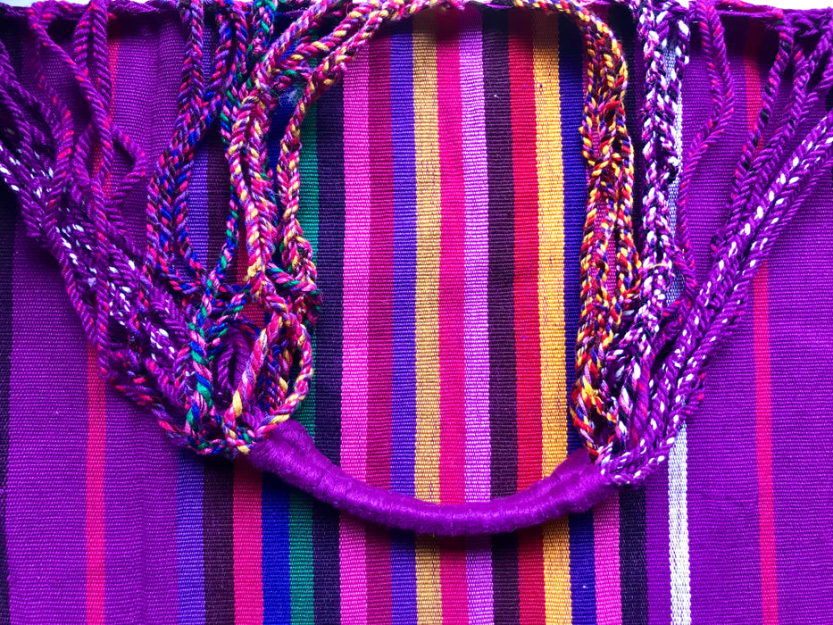 Mexico 1492: Hand-woven on a back-strap loom, by the imaginative artisans in Chiapas, Mexico, with a passion for colors, and a great talent to put those colors together masterfully. Good for any market shopping, plus environment friendly.