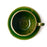 Mexico 1492: A wide, green glazed clay cup, with beautiful texture on the outside, and a symbolic swirl on the inside. Ideal for the morning cup of rich, foamy Oaxacan coffee, and a piece of sweet bread served with it.   Lead-free, handmade and glazed by the amazing artisans in Oaxaca, Mexico. 