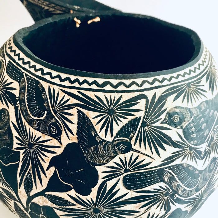 Black Carved Gourd Tortillero