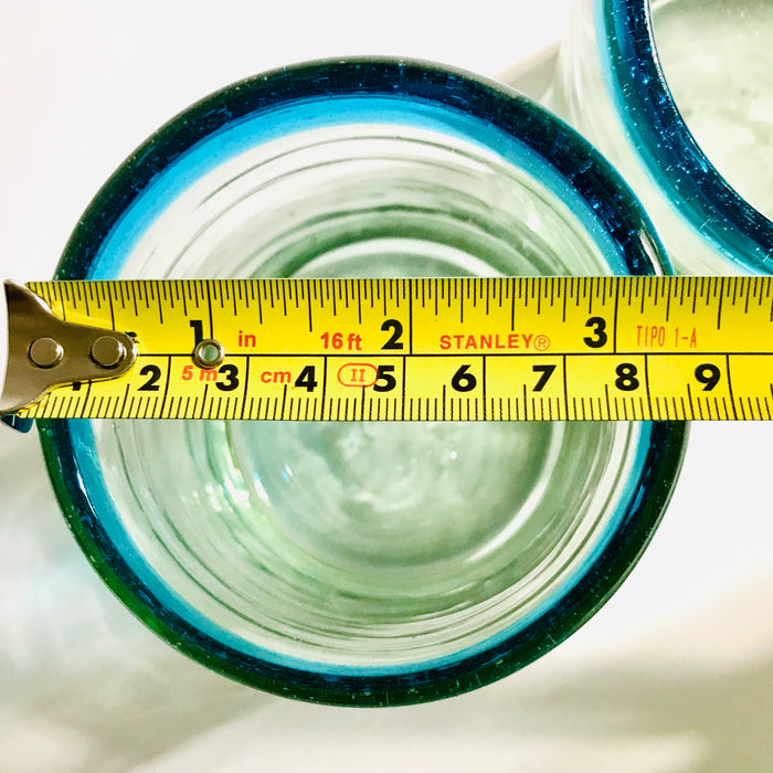 Blown Glass Tumbler With Colored Rim