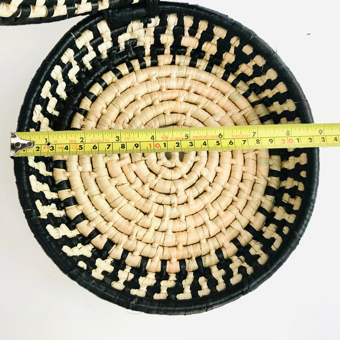 Black & White Palm Fiber Tortillero / Bread Basket - Medium