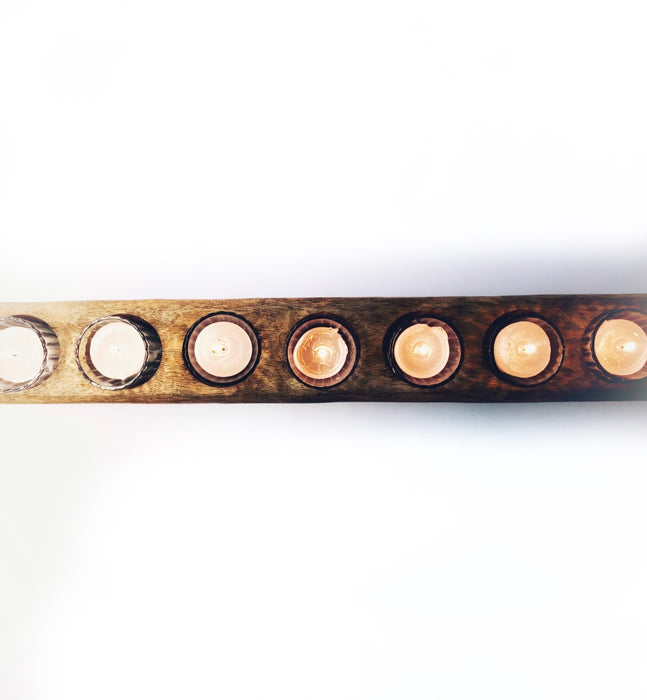 Mango Wood Antique Piloncillo Mold - 12 Holes Candle Holder