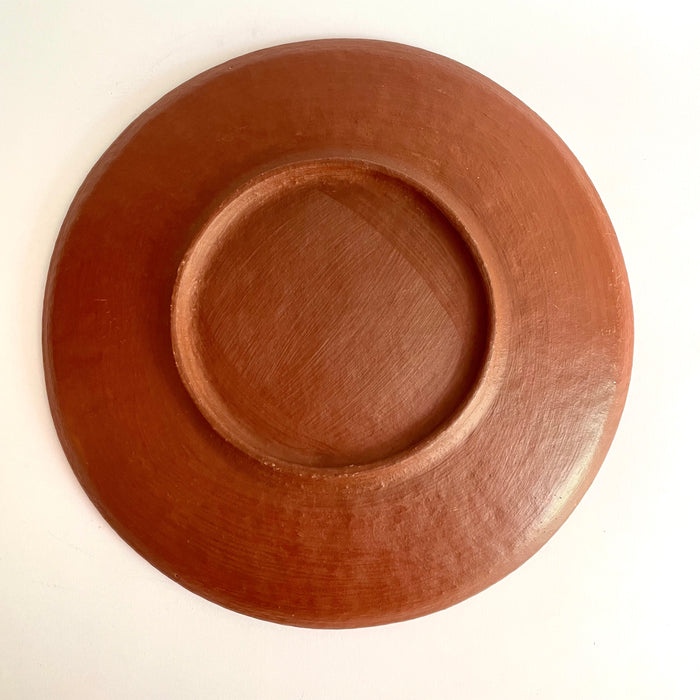 Red Clay Plate with Base- Large - 10”