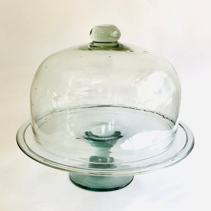 Blown Glass Cake Stand with the Bell - Large