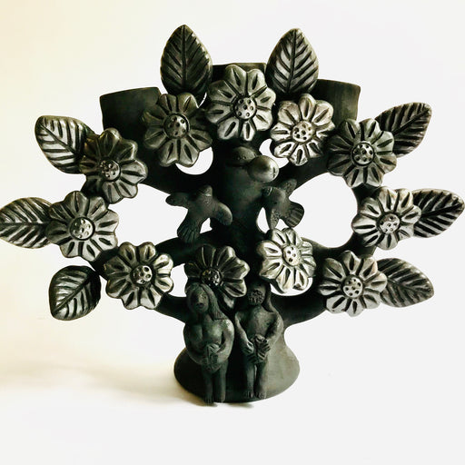 Black Clay Tree of Life Candleholder