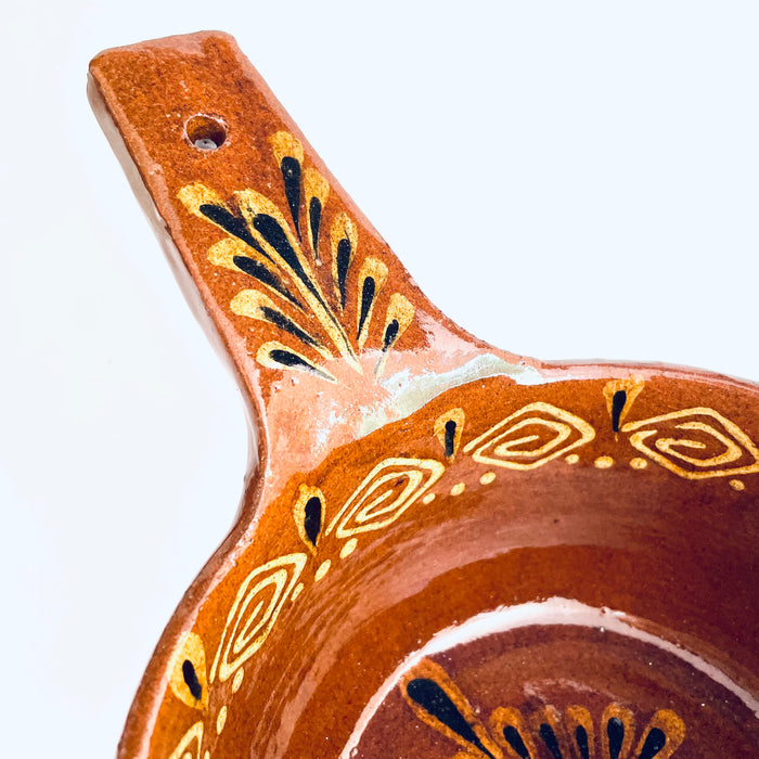 Hand-Painted and Glazed Pot with Handle - Cazuela Sartén