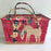 Pink Palm Fiber Picnic Basket