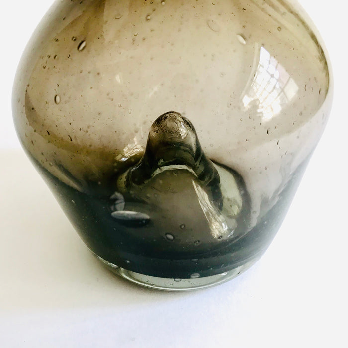 Blown Glass Wasp Catcher Style Tequila / Mezcal Bottle -Smoke