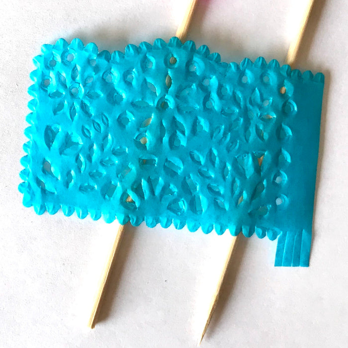 Mini Papel Picado Food Decoration Flags - Colorful Cutout Tissue Paper - Pack of 50 Flags
