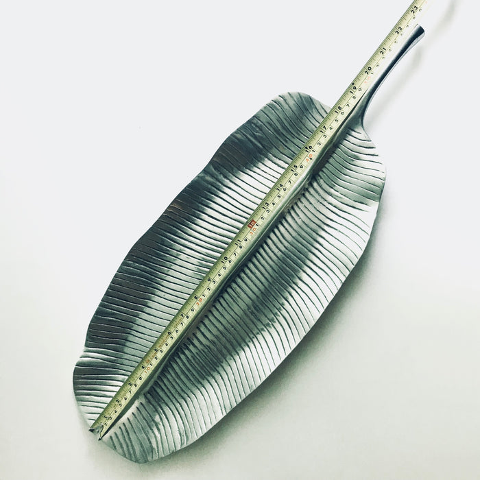Pewter Serving Plate - Banana Leaf - Large