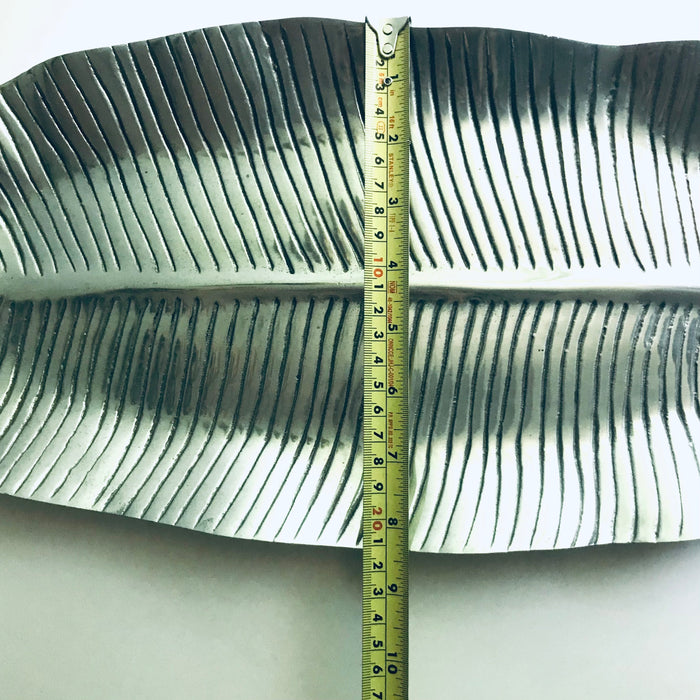 Pewter Serving Plate - Banana Leaf - Large