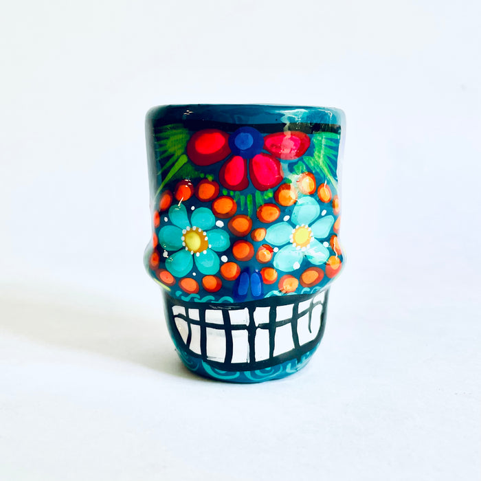 Colorful Hand-Painted and Glazed Calavera Tequila/Mezcal Shot Glass